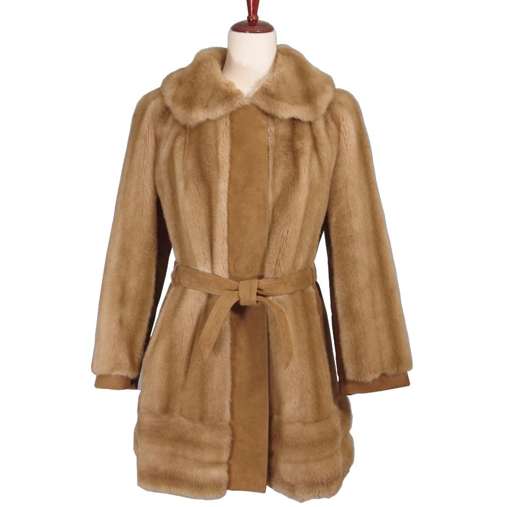 Vintage 60s 70s Lilli Ann Faux Fur and Suede Short Coat, Jacket, Sz Med 8 10